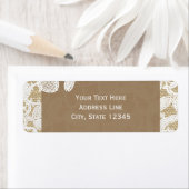 Burlap & White Floral Lace Elegant Rustic Wedding Etiket (Insitu)