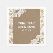 Burlap & White Floral Lace Elegant Rustic Wedding Servetten (Voorkant)