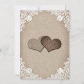 Burlap White Floral Lace String Lights Wedding Kaart (Achterkant)