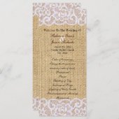 Burlap White Lace Country Rustiek Trouwprogramma Programmakaart (Voorkant / Achterkant)