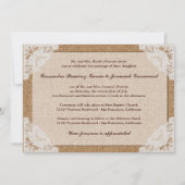 Burlap & White Lace Wedding Invitation Kaart (Achterkant)