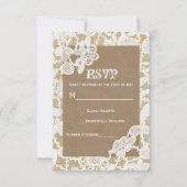 Burlap & Wit Bloemen Kant Rustieke Bruiloft RSVP (Voorkant)