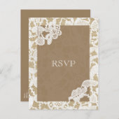 Burlap & Wit Bloemen Kant Rustieke Bruiloft RSVP Uitnodiging Briefkaart (Voorkant / Achterkant)