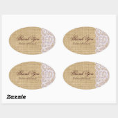 burlap wit kant land rustieke bruiloft dank u ovale sticker (Vel)