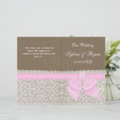 burlap wit kant roze gevouwen Weddenschap programm (Staand voorkant)