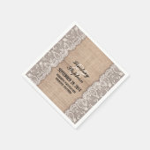 Burlap & witte kant mooie elegante papieren servet (Hoek)