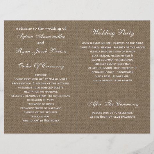 burlap witte kant, paars gevouwen weddenschap prog (Achterkant)