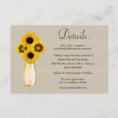 Burlap Yellow Floral Mason Jar Wedding Details Informatiekaartje (Voorkant)