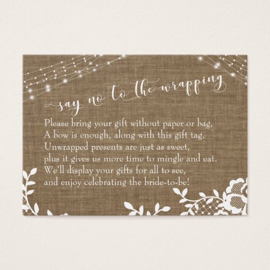 Burlap Zeg Nr. tegen het Verpakken van de kaartje  (Voorkant)