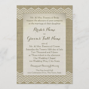 Burlap Zigzag Pattern Wedding Kaart