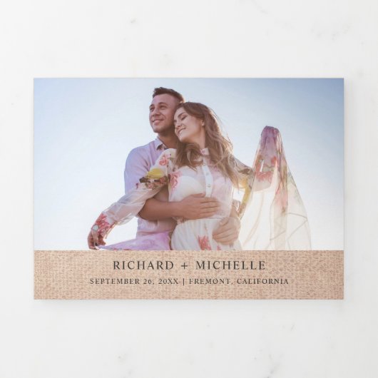 Burlap Zonnebloem Mason Jar String Lights Wedding Drieluik Uitnodiging (Cover)