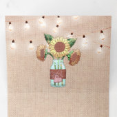 Burlap Zonnebloem Mason Jar String Lights Wedding Drieluik Uitnodiging (Binnenzijde eerst)