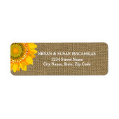 Burlap Zonnebloem retouradres Label (Voorkant)