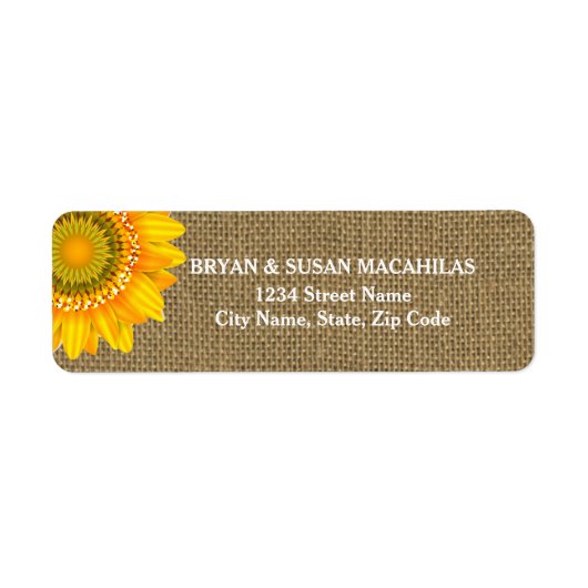 Burlap Zonnebloem retouradres Label (Voorkant)