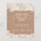 Burlarp Print & Kant Bruiloft Dank u Kaarten (Voorkant / Achterkant)