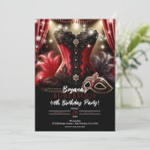 Burlesque Feathers & Bustier Glam Verjaardagsfeest Kaart (Staand voorkant)