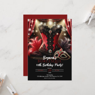 Burlesque Veren & Bustier Glam Verjaardagsfeest Kaart