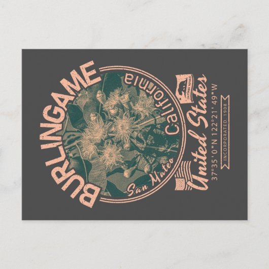 BURLINGAME CITY CALIFORNIA - EUCALYPTUS TREE BRIEFKAART (Voorkant)