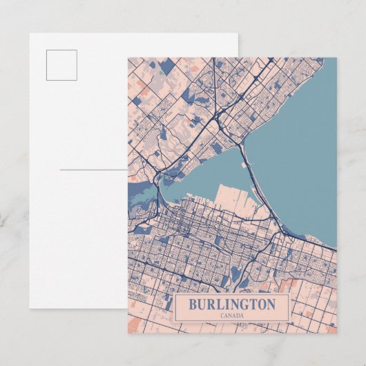 Burlington Canada Breezy City Map Travel Briefkaart (Voorkant / Achterkant)
