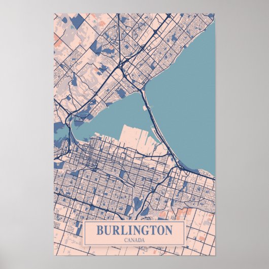 Burlington Canada Breezy City Map Travel Poster (Voorkant)