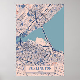 Burlington Canada Winderige Stad Kaart Reizen Poster