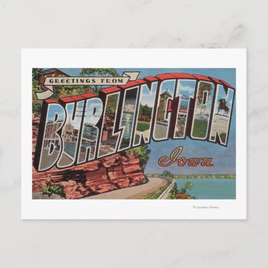 Burlington, Iowa - Grote lettertjes Briefkaart (Voorkant)