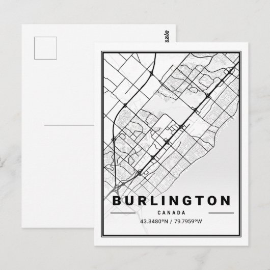Burlington Ontario Canada Travel City Map Briefkaart (Voorkant / Achterkant)