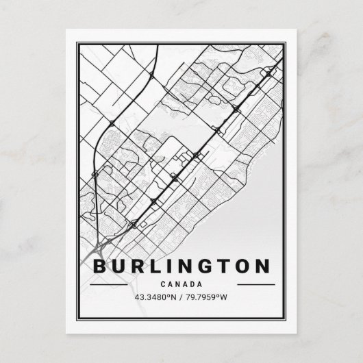 Burlington Ontario Canada Travel City Map Briefkaart (Voorkant)