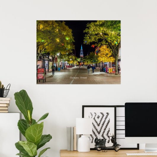 Burlington, Vermont cityscape-foto Poster (Thuiskantoor)