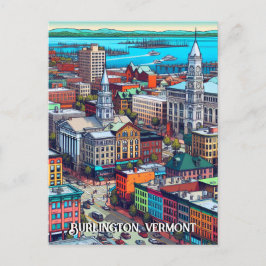 Burlington, Vermont Comic Book Style Art Briefkaart