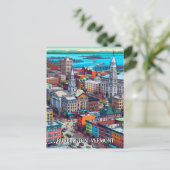 Burlington, Vermont Comic Book Style Art Briefkaart (Staand voorkant)