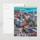 Burlington, Vermont Comic Book Style Art Briefkaart (Voorkant / Achterkant)