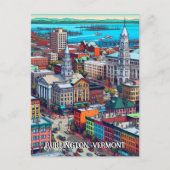 Burlington, Vermont Comic Book Style Art Briefkaart (Voorkant)