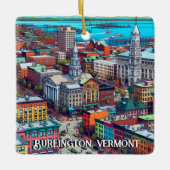 Burlington, Vermont Comic Book Style Art Keramisch Ornament (Voorkant)