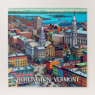 Burlington, Vermont Comic Book Style Art Legpuzzel