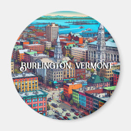 Burlington, Vermont Comic Book Style Art Magneet