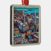 Burlington, Vermont Comic Book Style Art Metalen Ornament (Rechts)