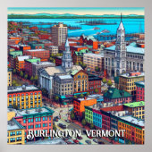 Burlington, Vermont Comic Book Style Art Poster (Voorkant)