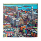 Burlington, Vermont Comic Book Style Art Tegeltje (Voorkant)
