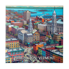 Burlington, Vermont Comic Book Style Art Tegeltje