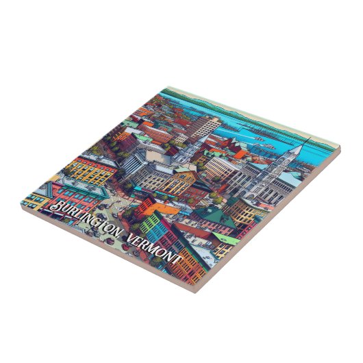 Burlington, Vermont Comic Book Style Art Tegeltje (Zijkant)