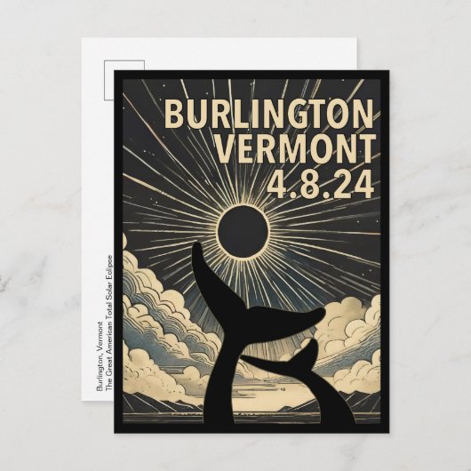 Burlington Vermont Eclipse Briefkaart (Voorkant / Achterkant)