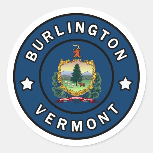 Burlington Vermont Ronde Sticker (Voorkant)