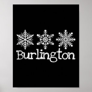 Burlington Vermont Sneeuwvlokken Ski Skiloper Skië Poster