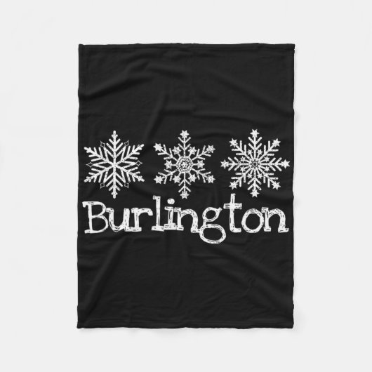 Burlington Vermont Snowflakes Ski Skier Skiing Rus Fleece Deken (Voorkant)