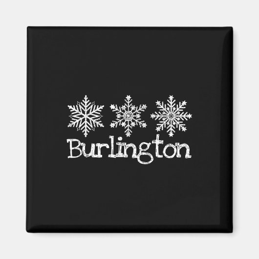 Burlington Vermont Snowflakes Ski Skier Skiing Rus Magneet (Voorkant)