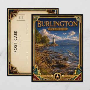Burlington Vermont Vintage Art Deco Gouden Tijdper Briefkaart