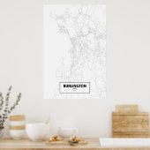 Burlington, Vermont (zwart op wit) Poster (Keuken)
