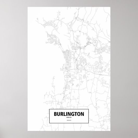 Burlington, Vermont (zwart op wit) Poster (Voorkant)