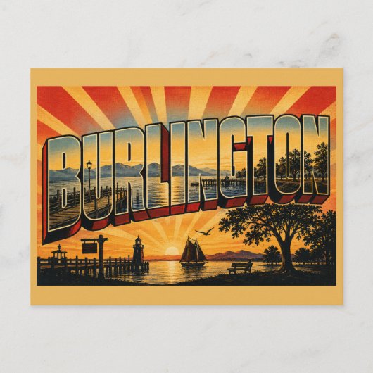 Burlington VT Lake Champlain Waterfront Kunst Briefkaart (Voorkant)
